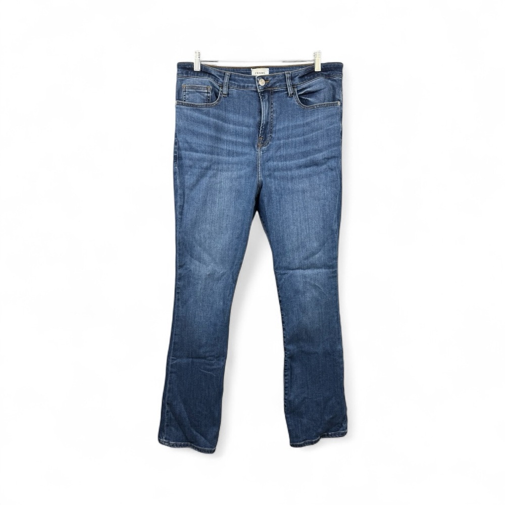 FRAME Denim Womens Le Mini Boot Jeans Size 33 High Rise Medium Wash Stretch - Picture 2 of 15